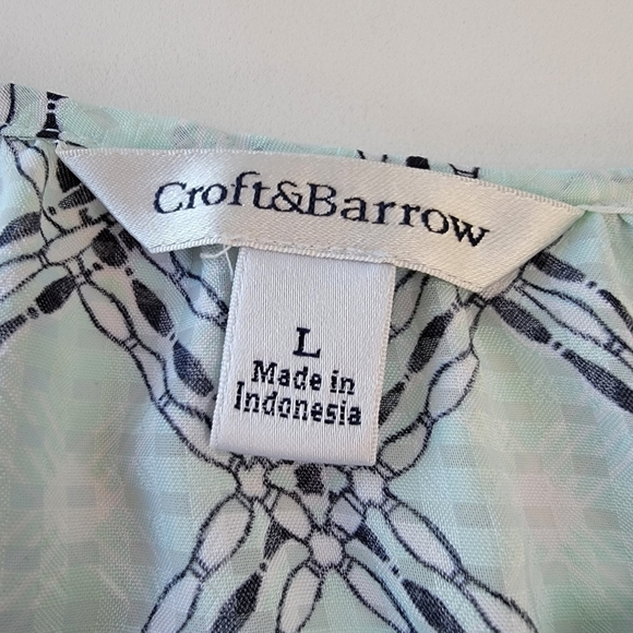 CROFT & Barrow Scoopneck Trellis Print Blouse Size L EUC - Picture 4 of 9